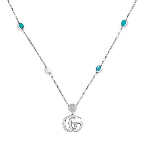 Gucci GG Marmont Silver Multi Stone Necklace YBB52739900100U